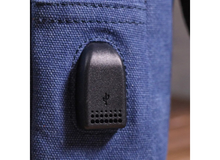 Чоловіча текстильна сумка-слінг з USB-портом Vintage 21224 синя