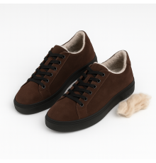 Жіночі зимові кросівки з вовною замша Kindzer LUX 5200 коричневі