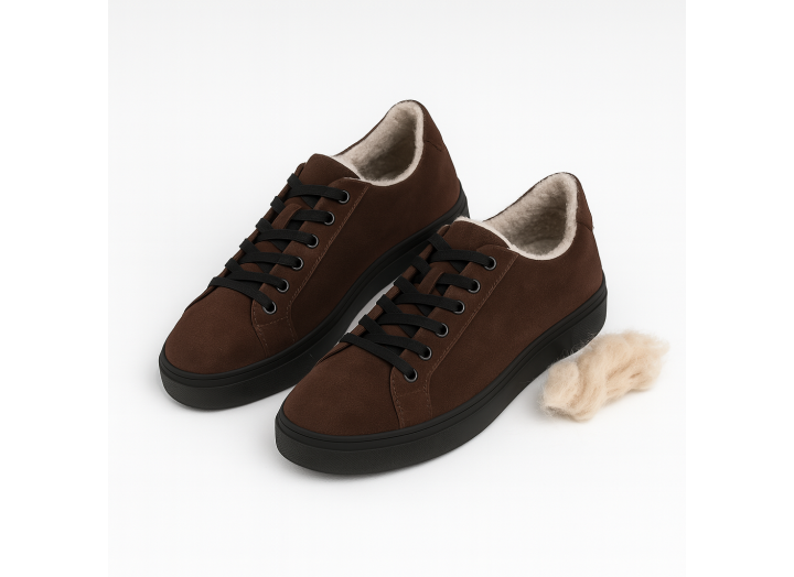 Жіночі зимові кросівки з вовною замша Kindzer LUX 5200 коричневі