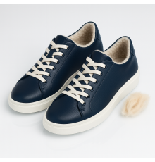 Жіночі зимові кросівки з вовною шкіряні Kindzer LUX 5202 темно-сині