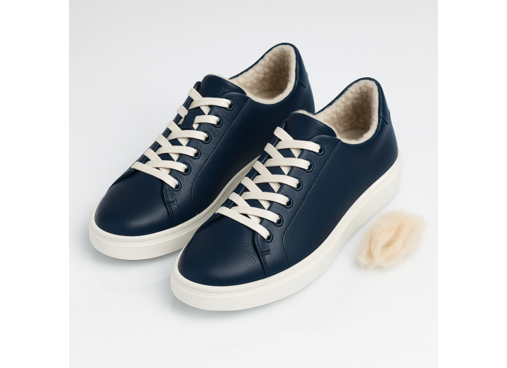 Жіночі зимові кросівки з вовною шкіряні Kindzer LUX 5202 темно-сині