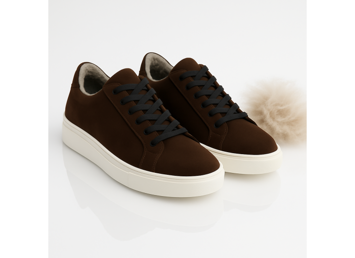 Жіночі зимові кросівки з вовною замша Kindzer LUX 5203 коричневі