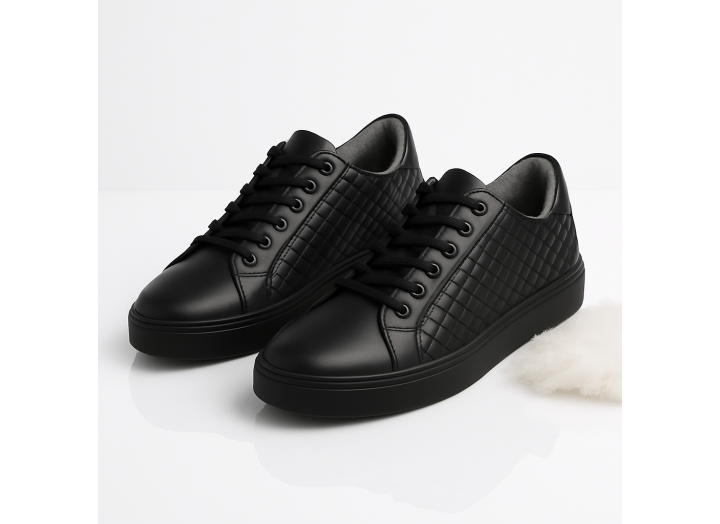 Жіночі зимові кросівки з вовною шкіряні Kindzer LUX 5204 чорні