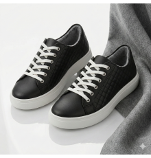 Жіночі зимові кросівки з вовною шкіряні Kindzer LUX 5205 чорні