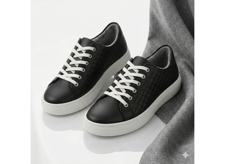 Жіночі зимові кросівки з вовною шкіряні Kindzer LUX 5205 чорні