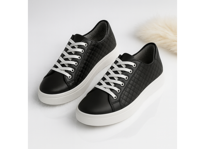 Жіночі зимові кросівки з вовною шкіряні Kindzer LUX 5205 чорні