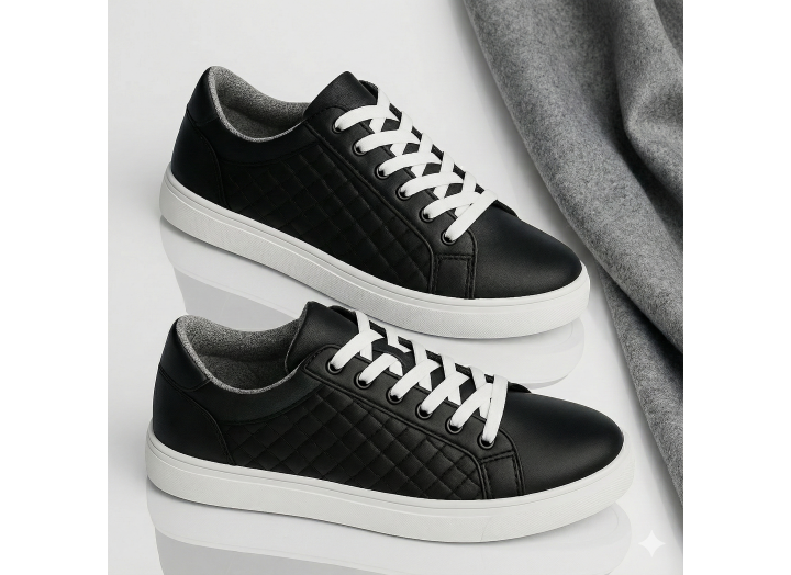 Жіночі зимові кросівки з вовною шкіряні Kindzer LUX 5205 чорні