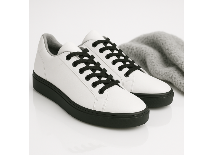 Жіночі зимові кросівки з вовною шкіряні Kindzer LUX 5211 білі з чорними шнурками