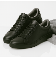 Жіночі зимові кросівки з вовною шкіряні Kindzer LUX 5212 чорні