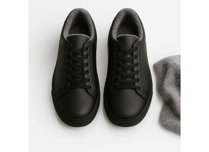 Жіночі зимові кросівки з вовною шкіряні Kindzer LUX 5212 чорні