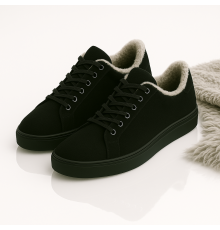 Жіночі зимові кросівки з вовною замшеві Kindzer LUX 5214 чорні