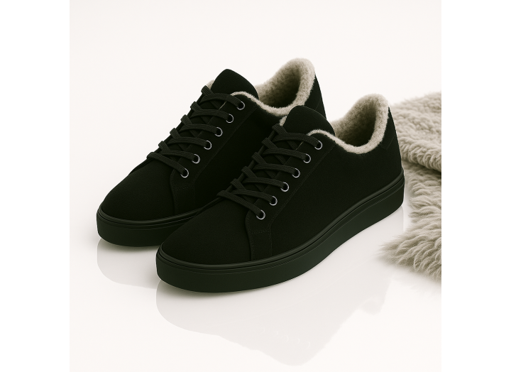 Жіночі зимові кросівки з вовною замшеві Kindzer LUX 5214 чорні