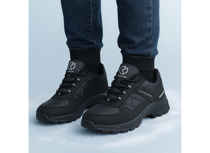 Чоловічі зимові кросівки вологостійкі на флісі Kindzer K-88 чорні