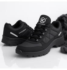 Чоловічі зимові кросівки вологостійкі на флісі Kindzer K-88 чорні