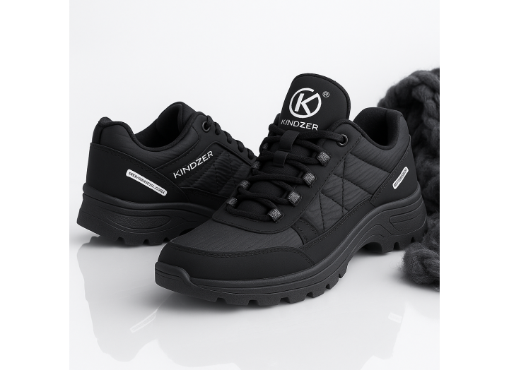 Чоловічі зимові кросівки вологостійкі на флісі Kindzer K-88 чорні